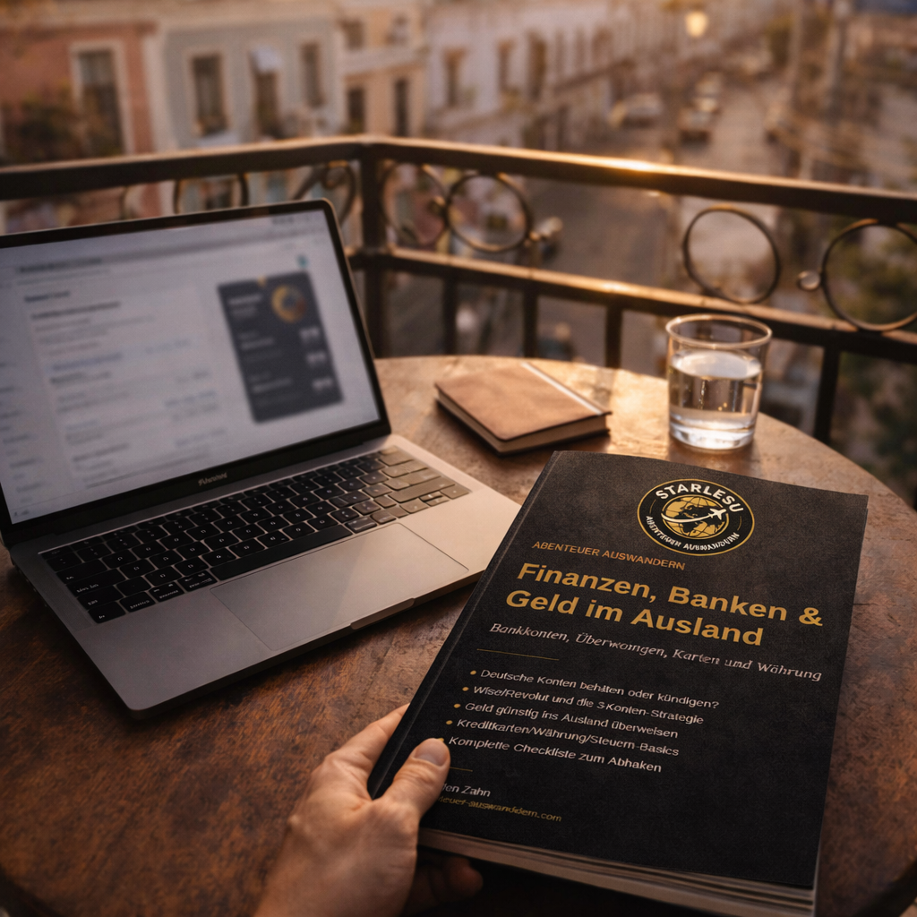 Auswanderer beim Verwalten der Finanzen im Ausland